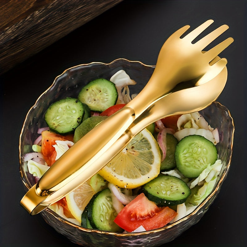 Classy Gold-Plated Stainless Steel Serving Tongs - Ideal for Serving Salads, Bread, & Buffets - Long-Lasting Kitchen Tools