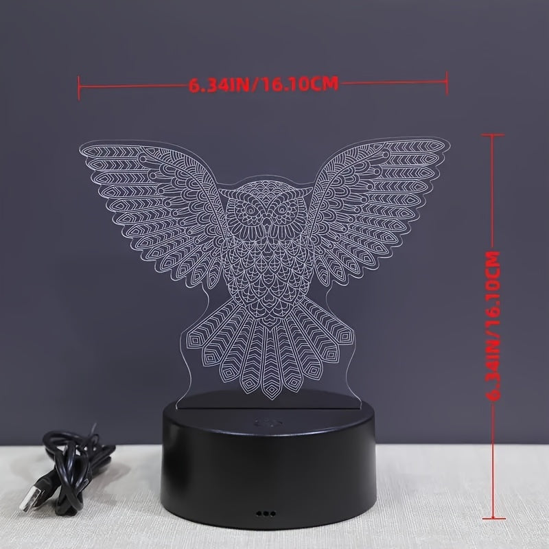 3D Wing Owl Night Light, USB Lamp Gift for Friends