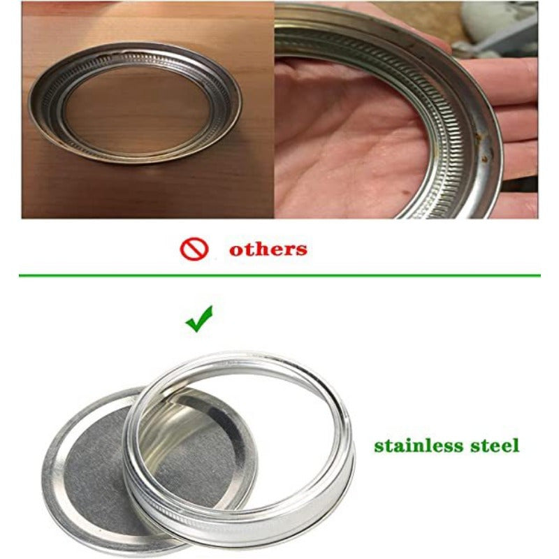 Wide Mouth Stainless Steel Mason Jar Lid - Perfect for Kitchen and Dining, Fits 70mm Wide Mouth Jars and 86mm Round Jars, Split Design for Easy Use