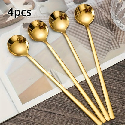 Gold-Tone Coffee Stirring Spoons - Ideal for Serving Desserts and Fruits