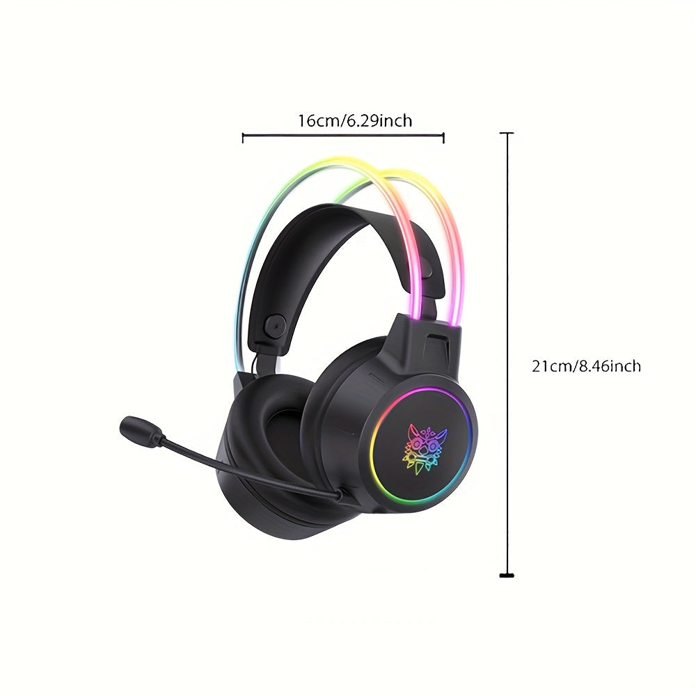 ONIKUMA RGB Gaming Headset with Noise Cancellation, High-Quality Sound, Detachable Mic, Black Anime-Themed Design, USB Powered, Surround Sound, Volume Control, Wired for PC and Laptop.