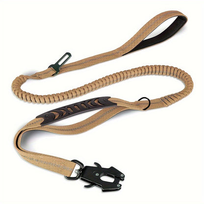 Tactical dog leash with padded handle, sturdy no-pull design, safety buckle, and reflective stripes - ideal for medium to large dogs.