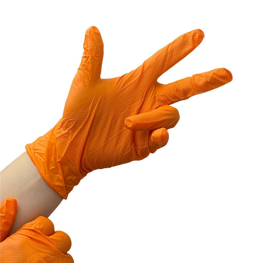 LHM offers a pack of 20/40/60 8mm Nitrile Gloves that are ambidextrous, waterproof, latex & PVC free. They are thick, durable, non-slip, lightweight, and feature a diamond texture. Perfect for household, pet care, industrial repair, outdoor, kitchen