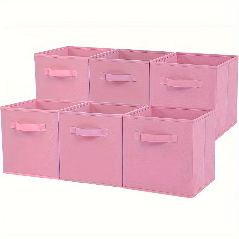 6 Pastel Purple Ombre Non-woven Storage Boxes with handle for home or office use, suitable for storing clothes, dolls, and office files.