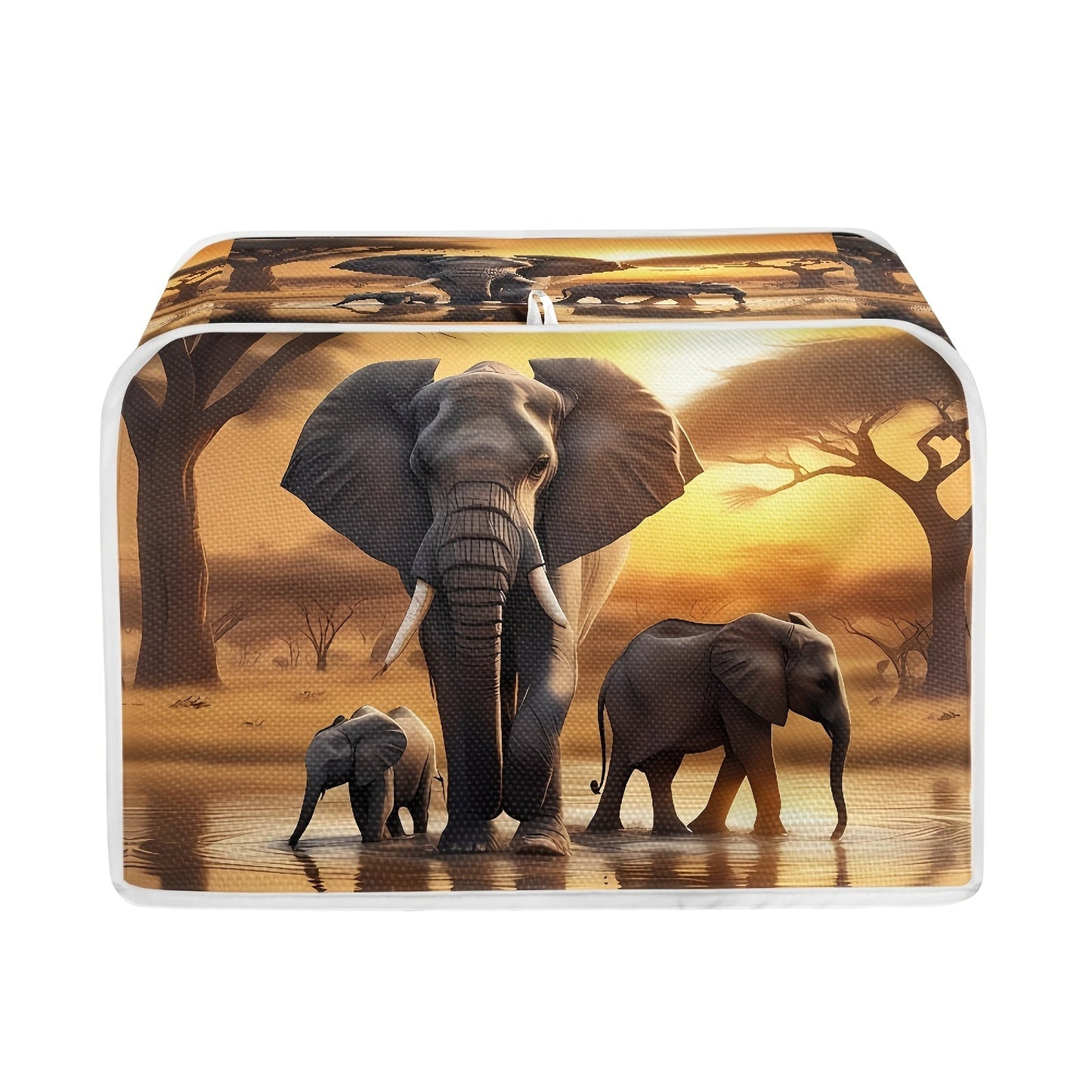 Universal Fit Elephant Toaster Cover, Non-Electric, Dustproof, Grease & Fingerprint Resistant, Machine Washable - Food-Safe Appliance Protector for Kitchen Decor.