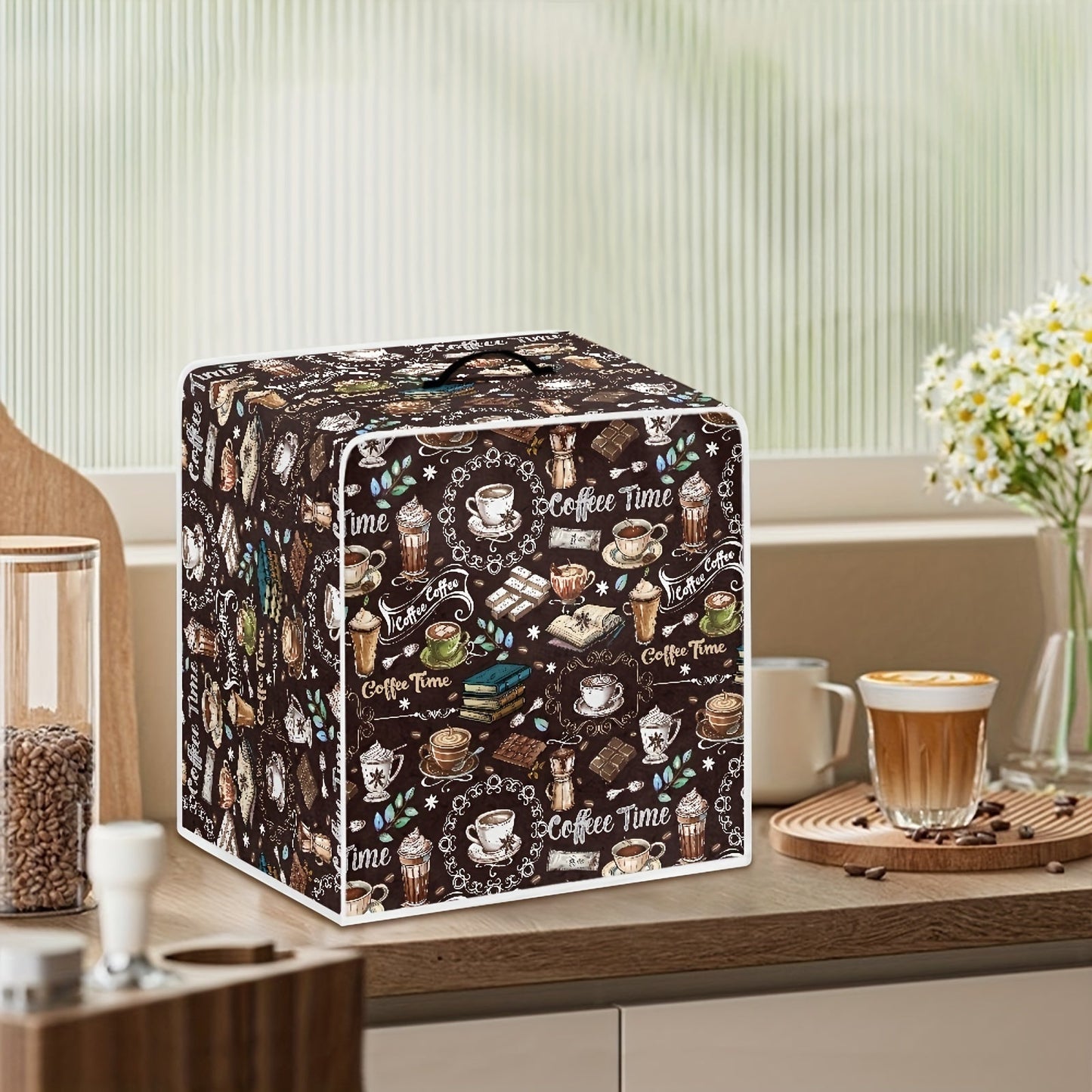 Protect your blender, juicer, or air fryer with the adorable Rshubino Cute Cartoon Coffee Maker Cover. Ideal for home, office, or camping use, this dustproof accessory comes with a handle for added convenience.