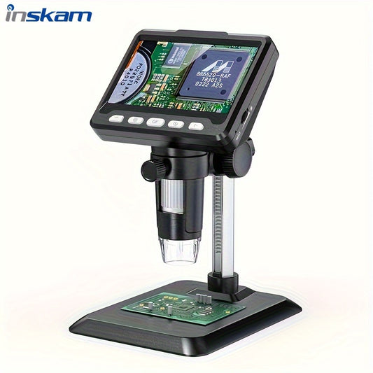 INSKAM 10.92cm Digital Microscope: 1000X High-Definition Image Capture, 8 LED Lights, USB/Battery Powered, Great for Electronics & Biology