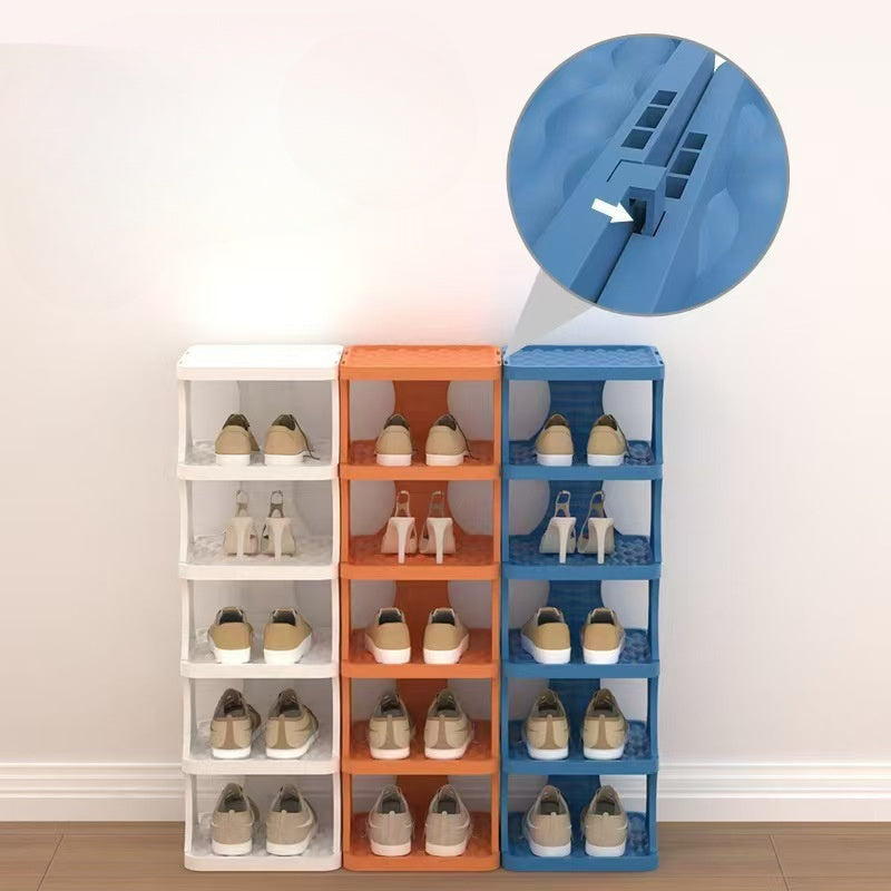 Multi-layer shoe cabinet with a dust cover, perfect for saving space - Simple assembly, spacious, and convenient for storage in homes and dorm rooms.