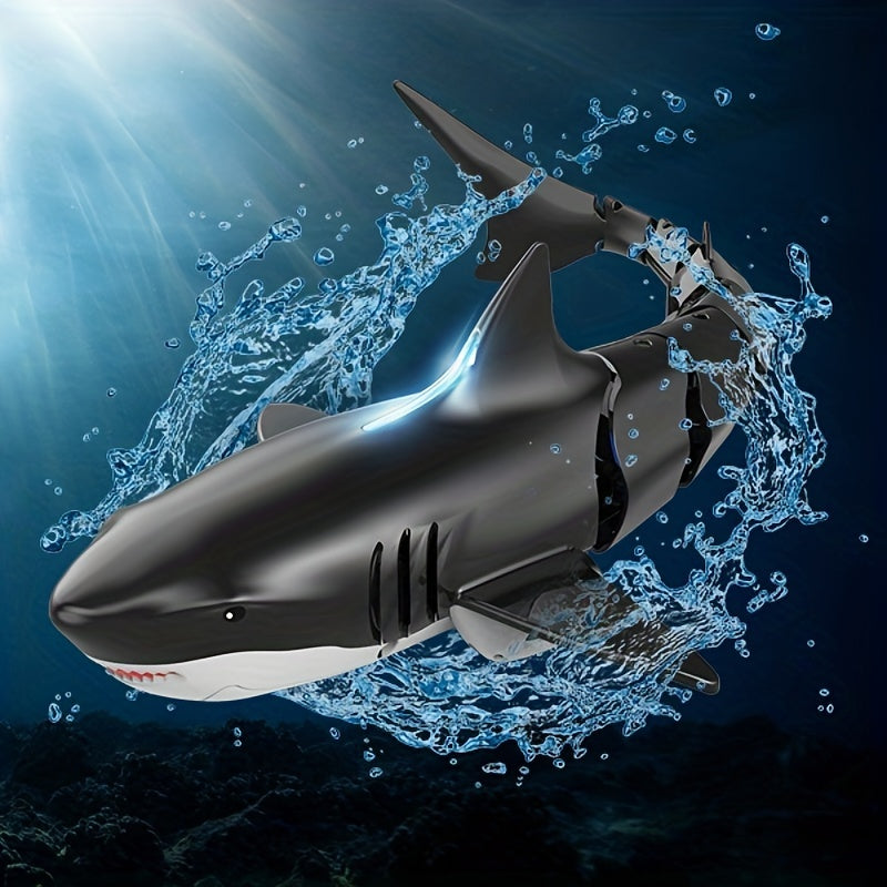 Improved remote control shark pool toy for kids, 2.4GHz waterproof boat with 1000mAh battery.