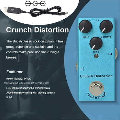 Mini electric guitar pedal with classic overload metal distortion, analog and digital delay effects. Operates on DC 9V power. Eid Al-Adha Mubarak.