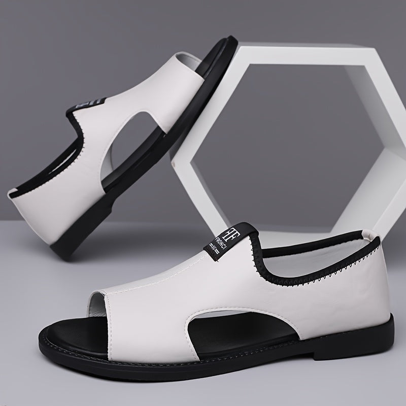 Men's slip-on open toe sandals for spring and summer walking and traveling, with non-slip design.