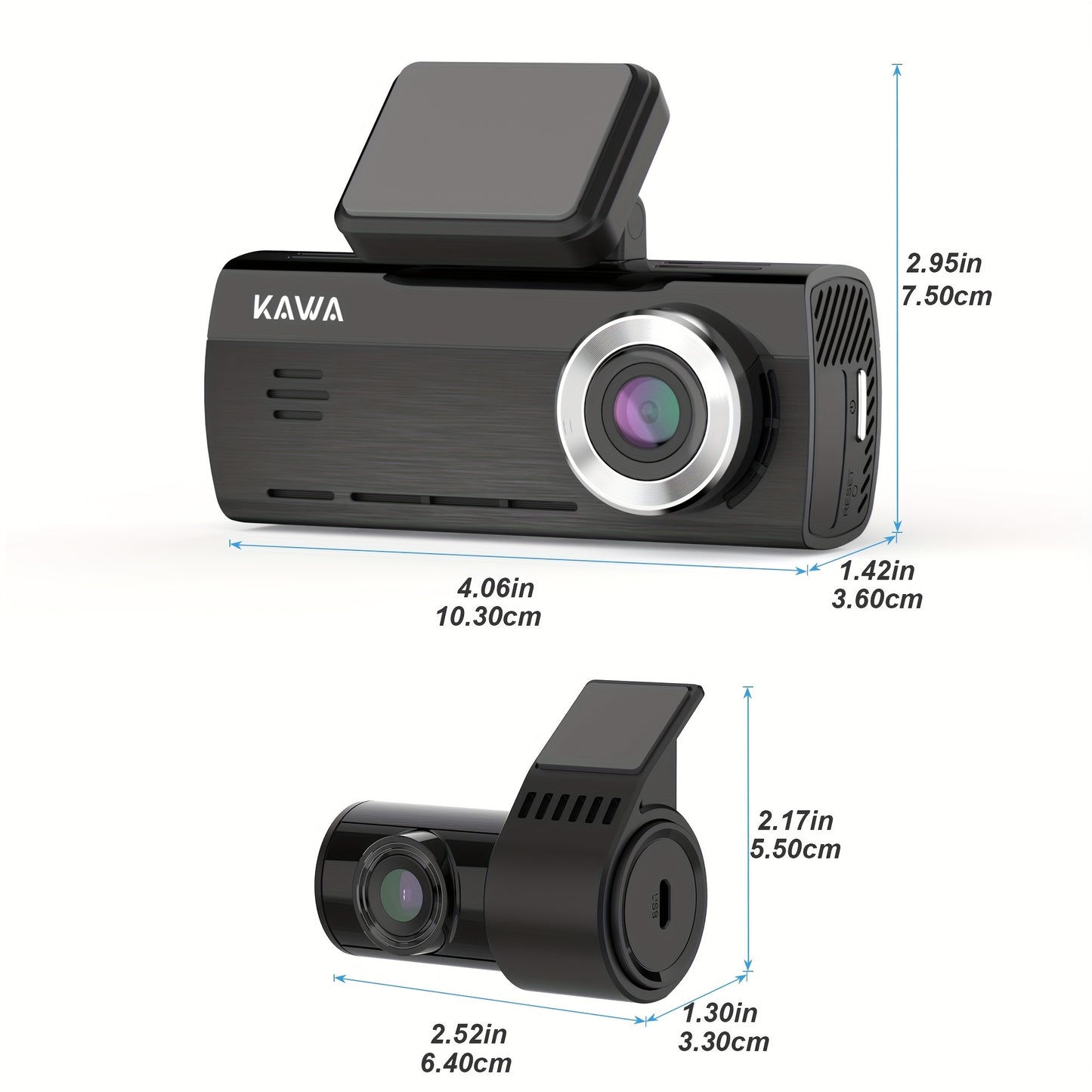 KAWA True 4K Dash Cam Front and Rear with WiFi, Starvis IMX415, 64GB TF Card, GPS, Voice Control, 8.03cm Screen, Night Vision, Loop Recording, 24H Park Mode - D8