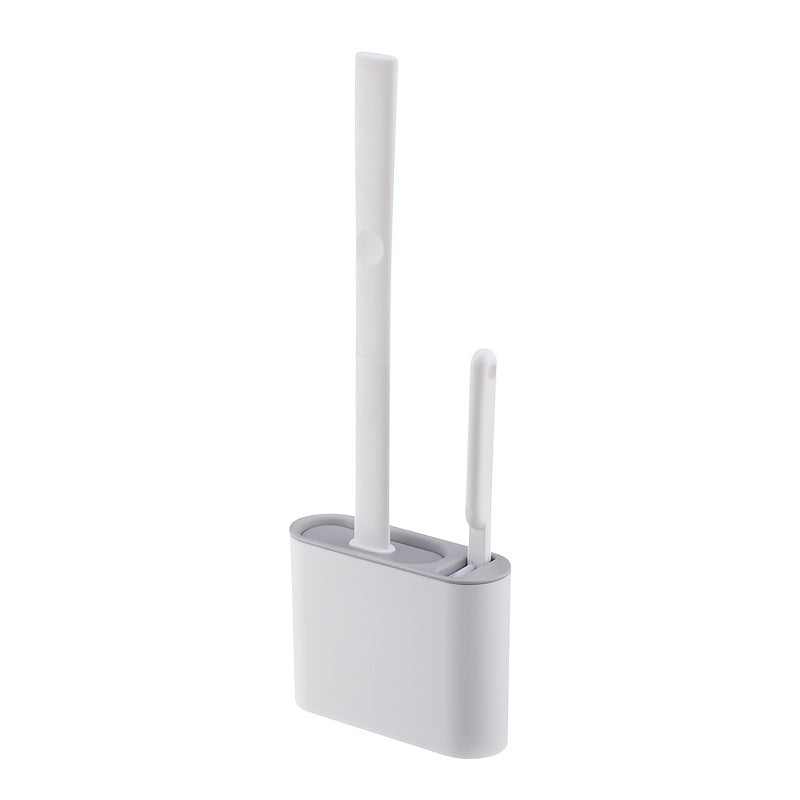 Modern wall-mounted WYX Toilet Brush Set featuring fast-drying, leak-resistant, and odor-neutralizing plastic materials. Complete bathroom cleaning kit includes brush and holder.