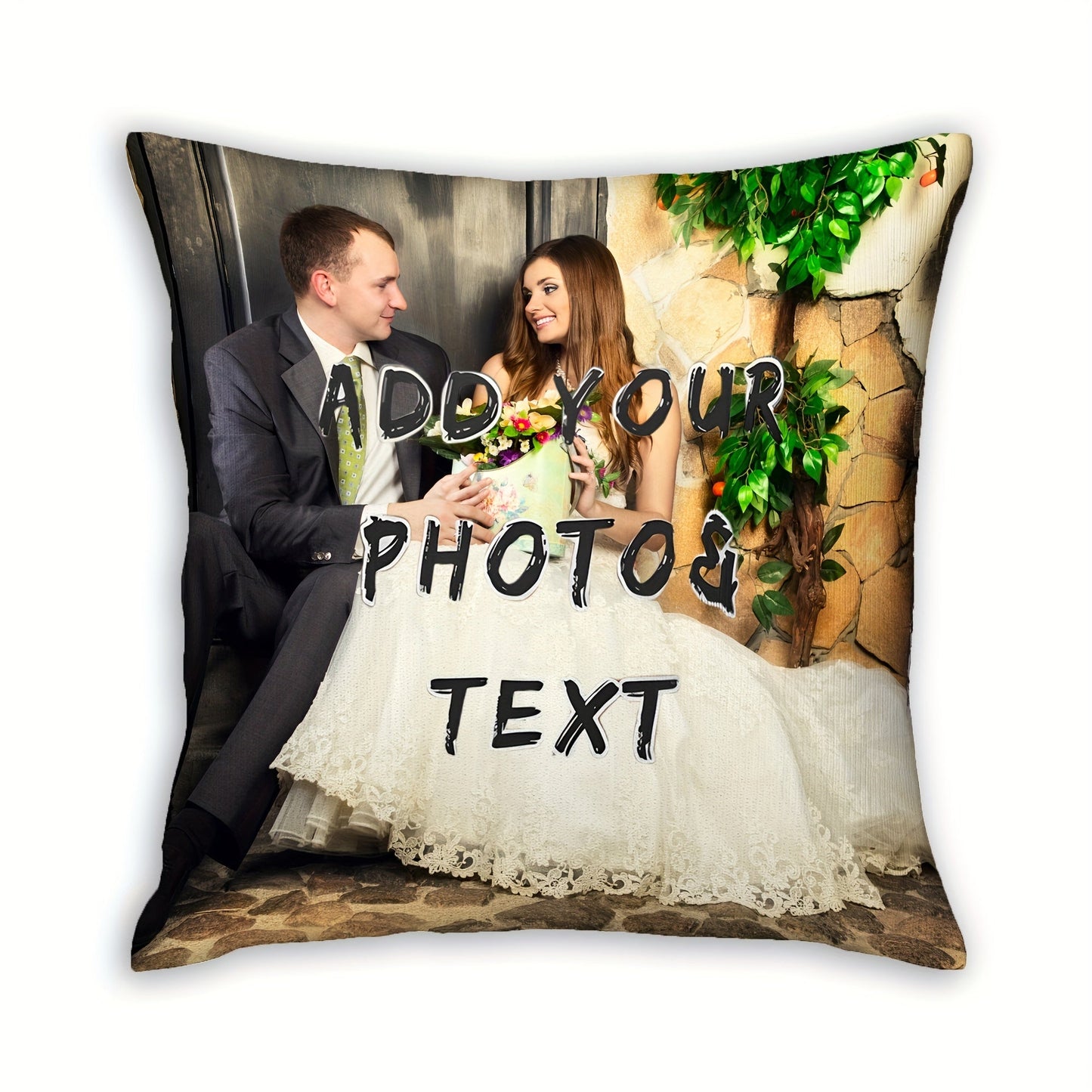 Soft single-sided printed short plush pillowcase measuring 45.72x45.72 cm, featuring a customized pet dog family photo. Perfect for home sofa decor and makes a great Valentine's Day holiday gift. Note: Does not include pillow core.