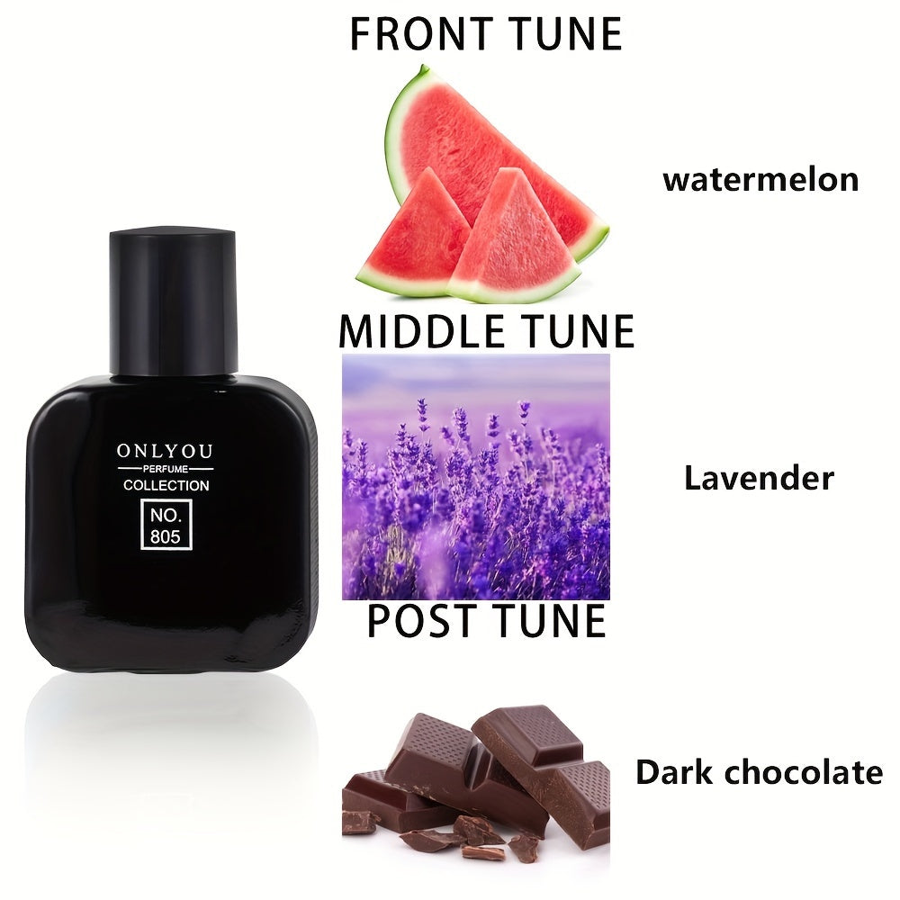 Portable Men's Perfume 30ml with Watermelon, Lavender, and Chocolate Scent, Long-Lasting with Alcohol Content.