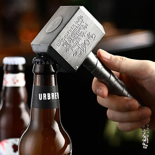 Thors Mighty Hammer bottle opener, unique design, durable plastic construction, perfect for parties and gatherings.