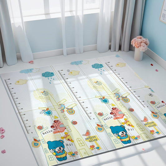 The Play Mat is crafted with superior quality materials, making it waterproof, non-slip, and easily foldable for portability. It comes with a convenient travel bag and features a double-sided design, ideal for crawling and learning. This versatile mat