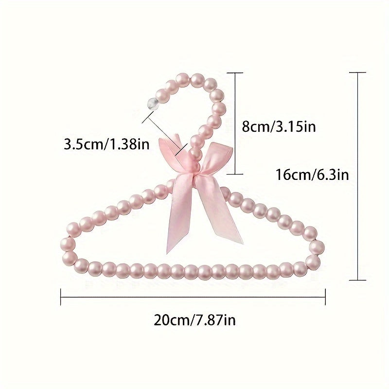 Fashion Artificial Pearl Hanger Set of 3, 5, or 10: Mini Small Hanger with Elegant Bow Design for Pet Clothes, Household Space Saving Storage Organizer for Bedroom, Closet, Wardrobe, Home, Dormitory