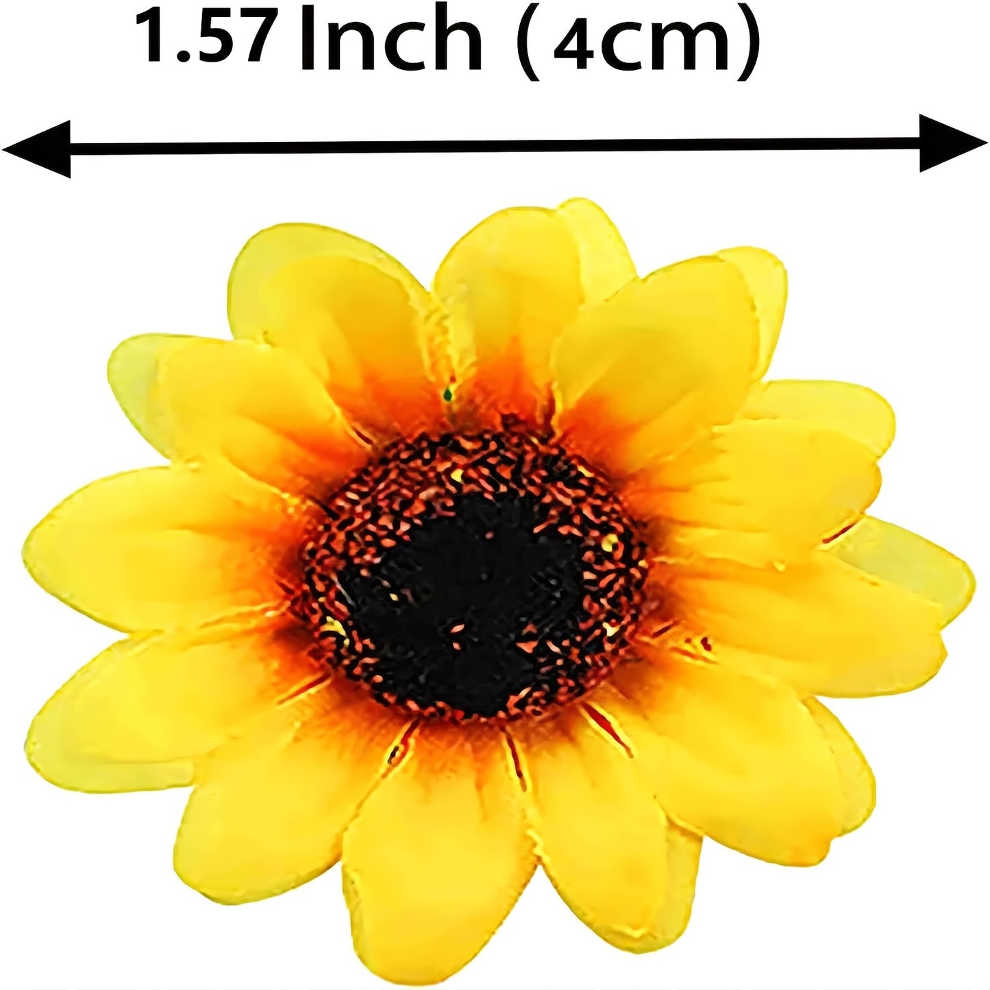 Artificial yellow sunflower heads for DIY wedding decor and gifts.