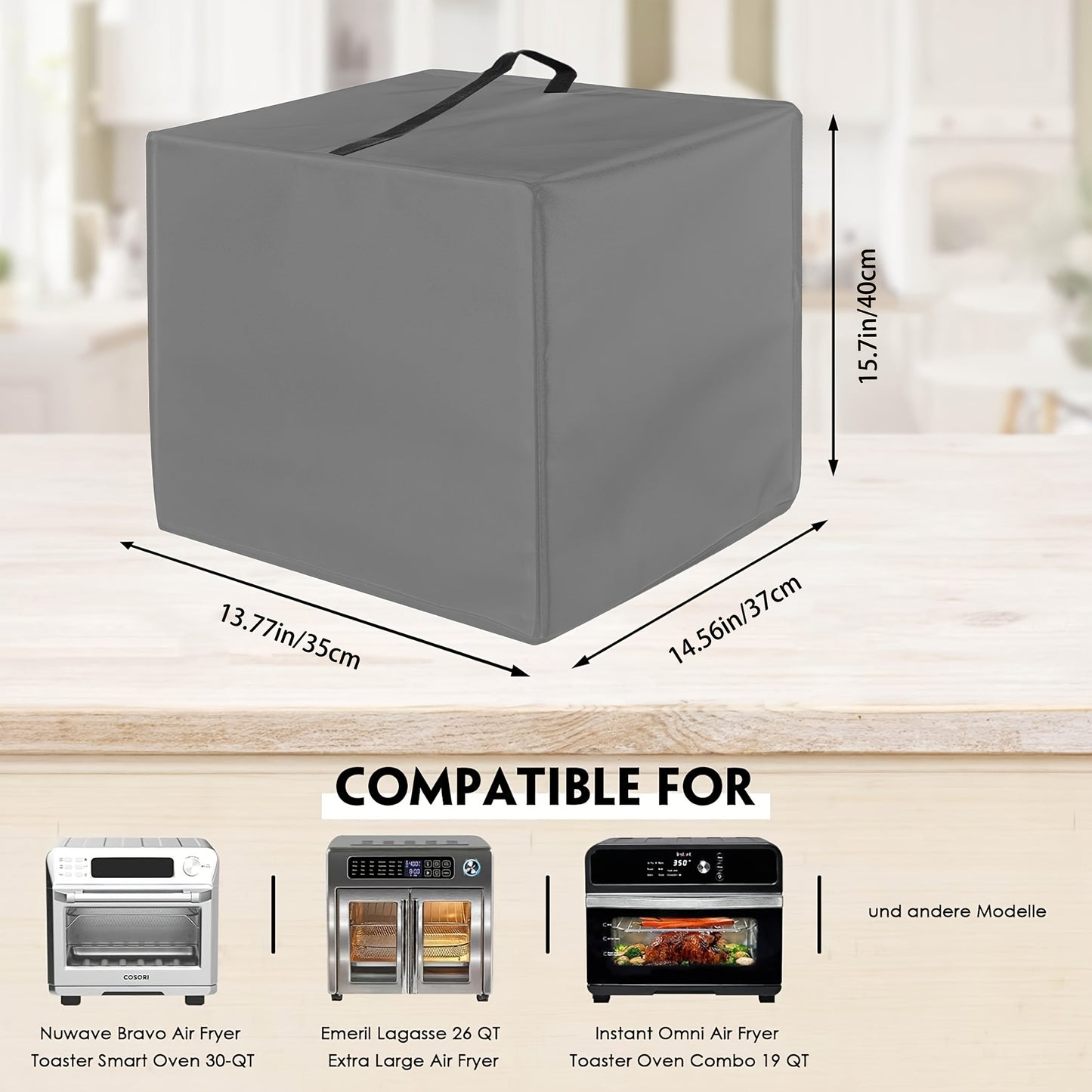 Waterproof Air Fryer Cover, Dust and UV Resistant Protective Oven Cover, Multi-Functional Digital Air Fryer Accessory for Household, Non-Food Touching, Available in Black and Gray