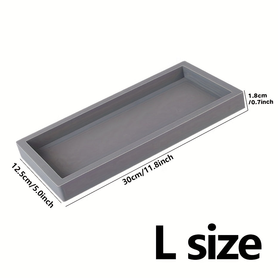 Single bathroom vanity silicone tray for counter, multi-functional organizer for sink, dresser, and home essentials.