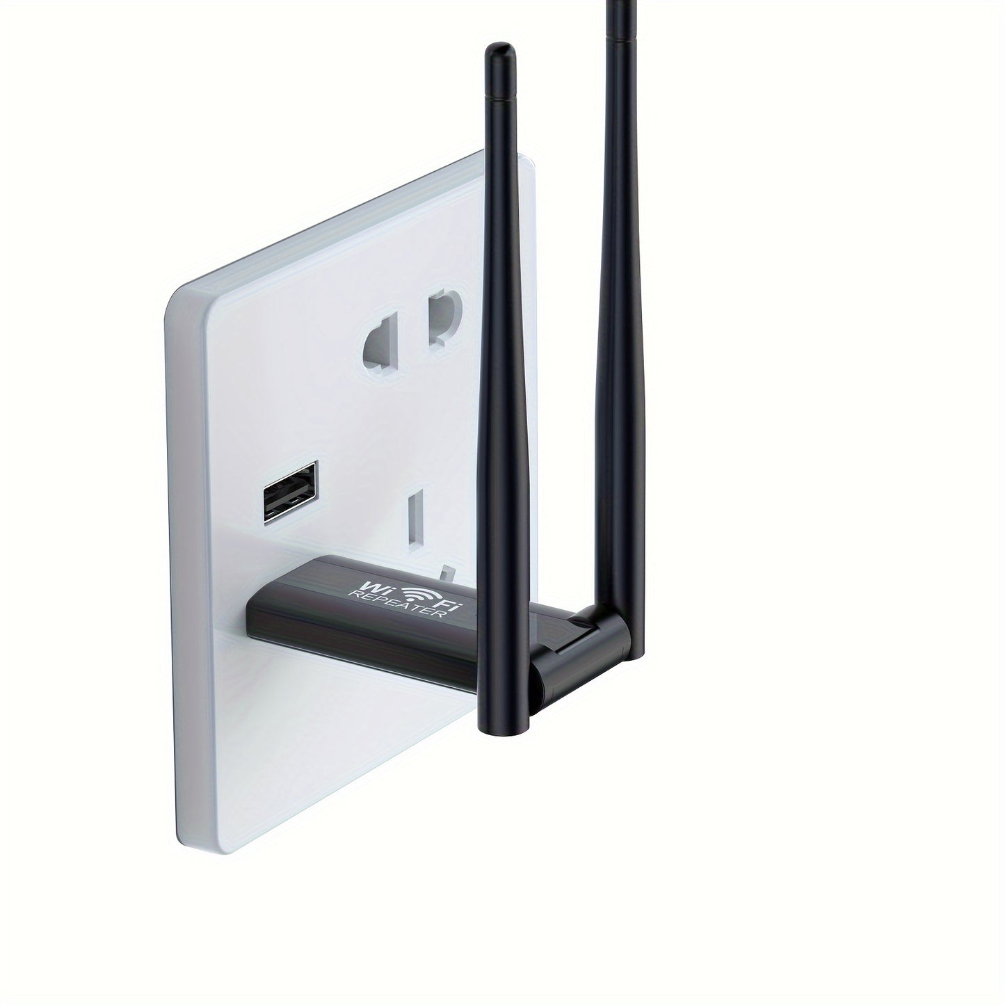 Wireless Repeater Extender boosts WiFi signal for upstairs and downstairs areas with dead spots, providing 300Mbps network speed.