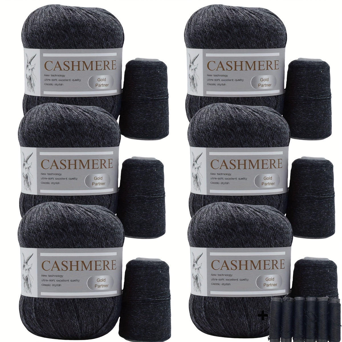 6 luxurious cashmere yarns for hand knitting and crocheting. Ideal for making sweaters, scarves, hats, shawls, cardigans, and gloves. High-quality, soft, warm, multicolored bundle in 10.58