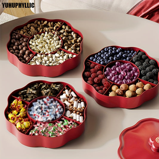 1pc YUHUPHYLLIC Luxury Plastic Snack and Nut Storage Tray with Divider - Reusable Display Box for Fruit, Candy, and Snacks - Ideal for Home, Living Room, or Coffee Table - Perfect for