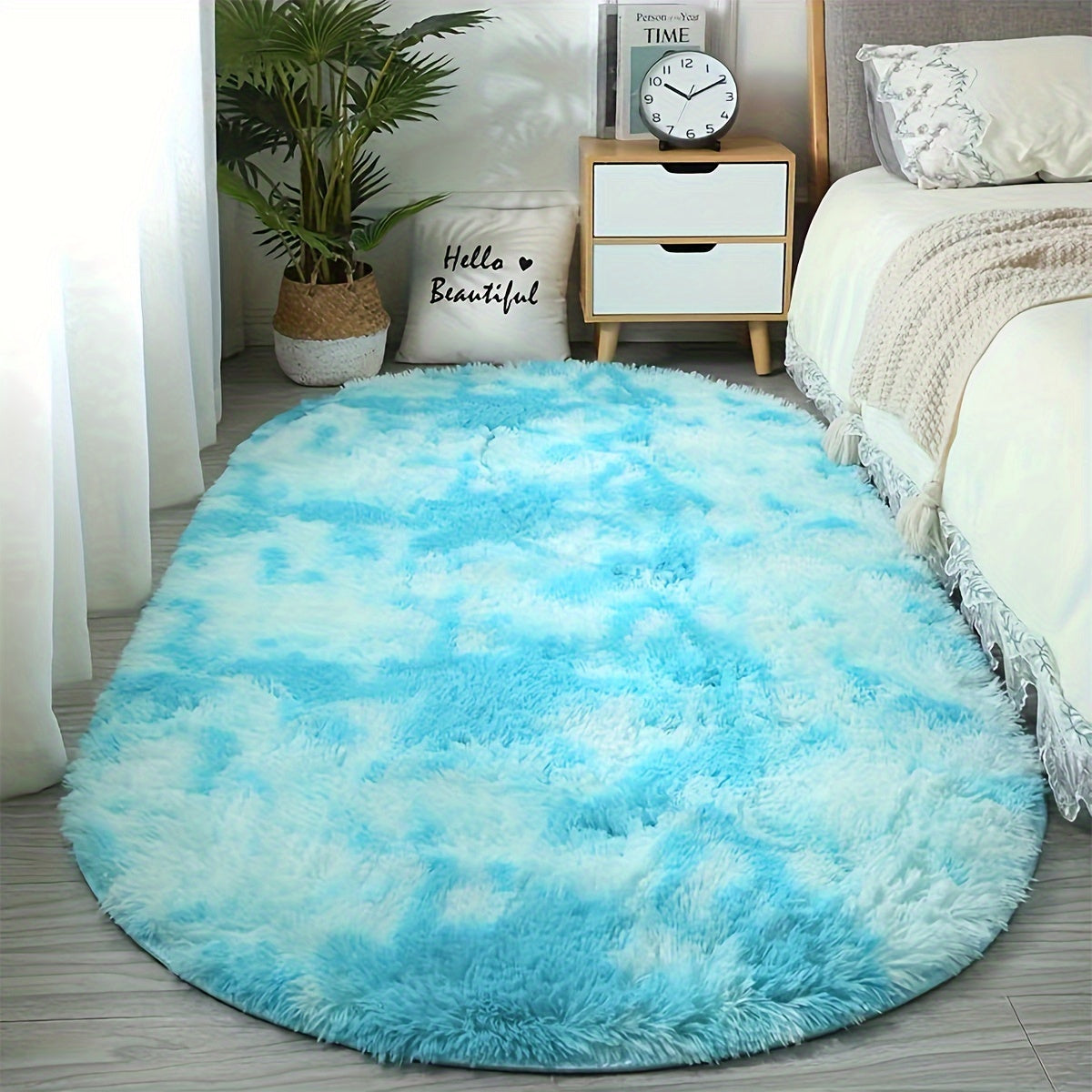 Indulge in Luxury with Our Super Soft Oval Rug - Easily Washable, Non-Slip Plush Mat Perfect for Bedroom, Living Room, and Home Decor. Lightweight and Simple to Maintain, This Rug is an Ideal Gift for Christmas, Halloween, or Thanksgiving.