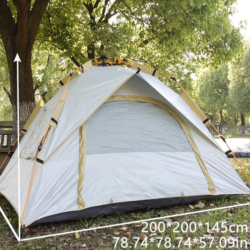 Large double-deck tent with two doors and windows for outdoor camping and leisure. Easy to set up and convenient storage. Can accommodate 3-4 people.