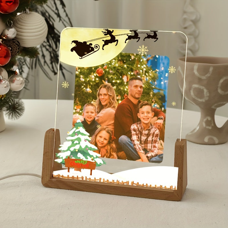 Festive Christmas Photo Frame: Illuminate Your Family Memories in a Personalized Acrylic Display this Holiday Season