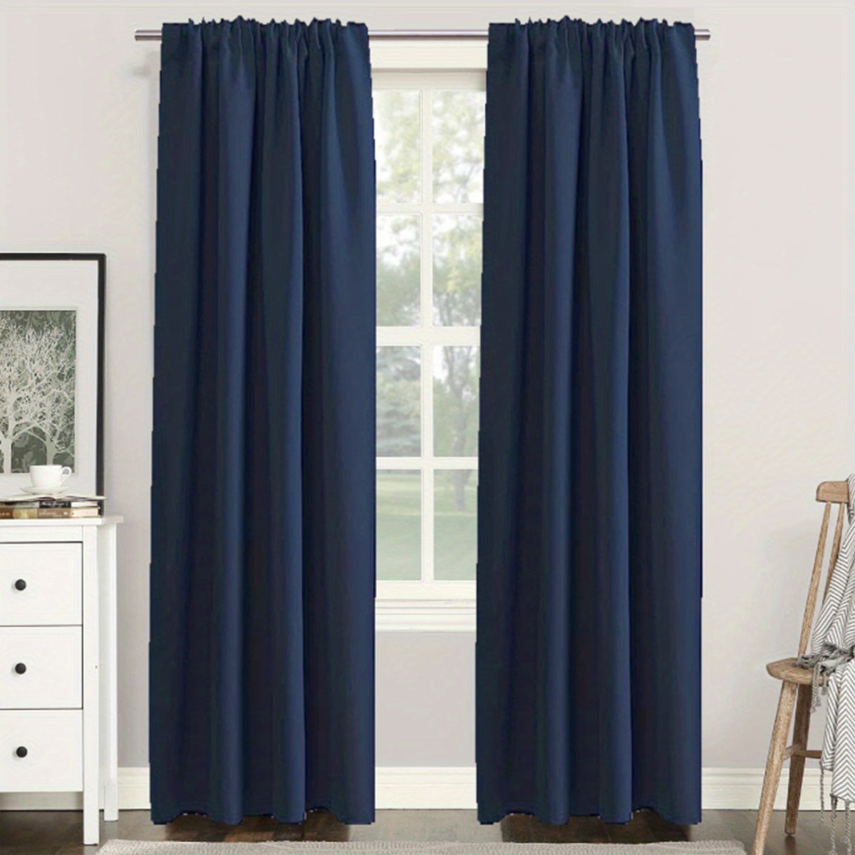 1PC Insulated Rod Pocket Bedroom Blackout Curtains for Room Darkening and Noise Reduction