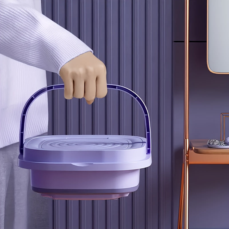 Portable 8L Folding Washing Machine with Touch Control, Ideal for Delicates, Socks & Underwear - Space-Saving, Easy to Store & Use, Great for Travel & Home - Purple & Gray Options Available.