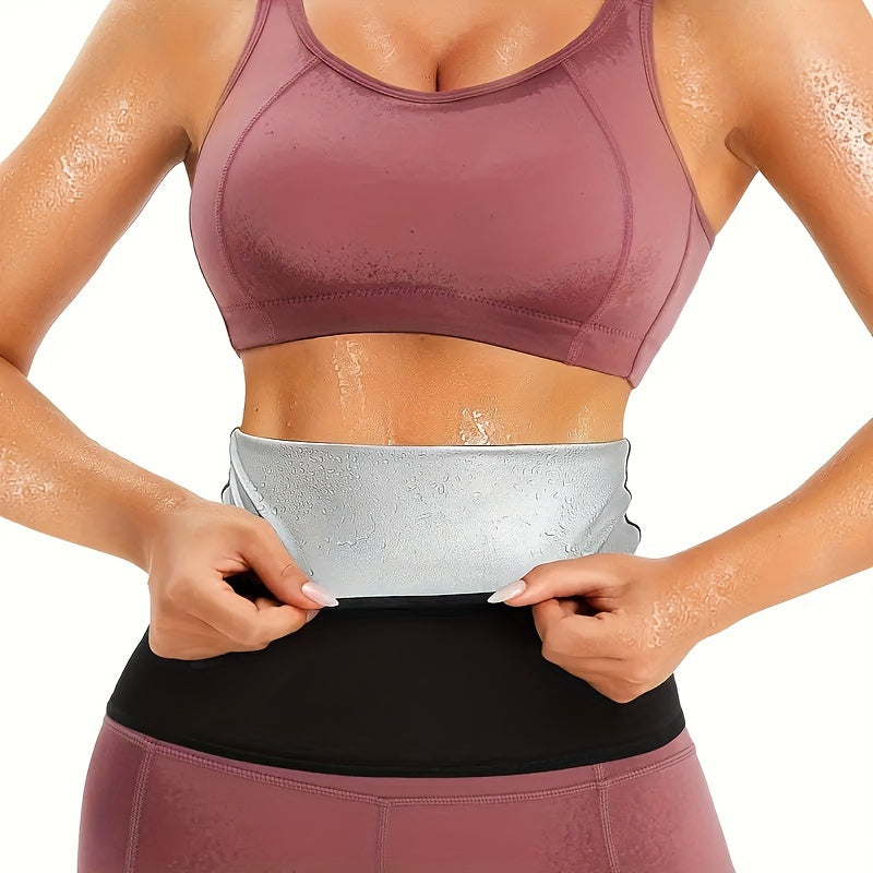 Women's athletic waist belt for shaping, sauna use, compression, sweat-wicking, and fitness training.