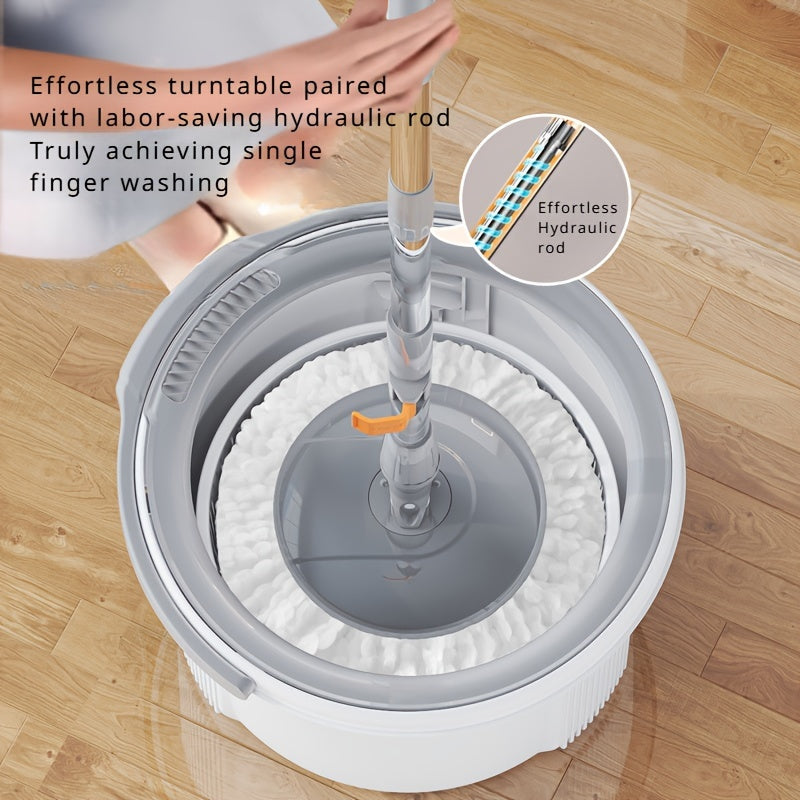 The Spin Mop and Bucket Set includes 3 pieces and features a convenient Self-Wringing System, making it easy to wring out excess water. With its labor-saving design, this set ensures efficient cleaning in various areas such as the Living Room, Bedroom