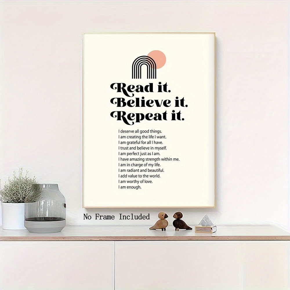 Positive affirmations and mindfulness art for self-love and mental health. This poster is perfect for decorating your living room or bedroom walls. Dimensions are 29.97x39.88 cm, frame not included.