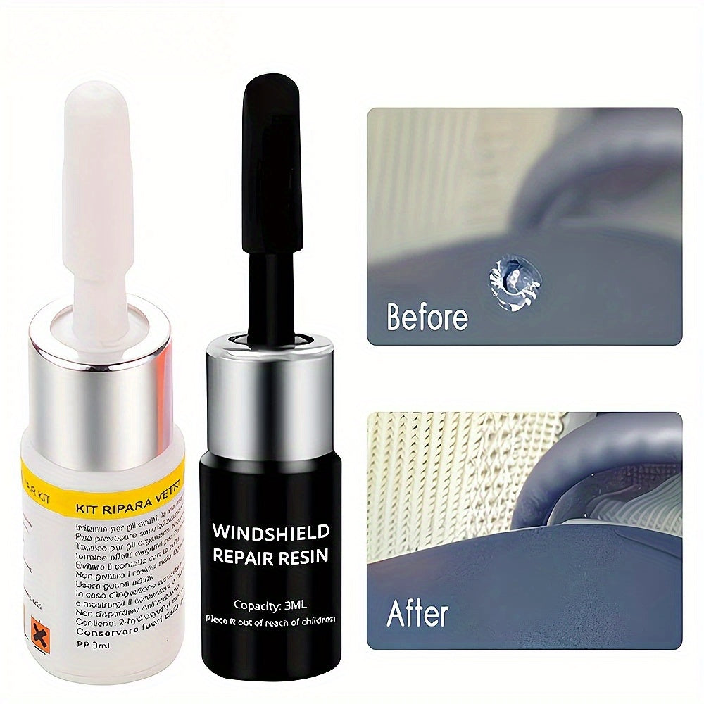 DIY Car Windshield Crack Repair Kit restores glass scratches and cracks with curing glue.