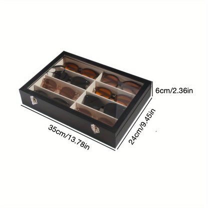 [Top Pick] Elegant High-end Glasses Case for Fashionable Individuals, Premium Storage and Display Box for Glasses, Features 8 Compartments, Glasses Sold Separately