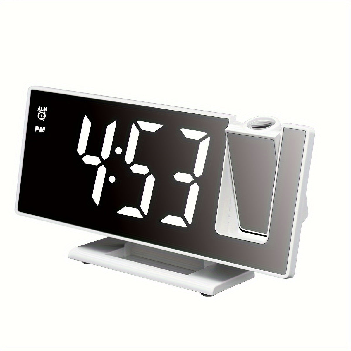 1pc Multi-Function LED Projection Alarm Clock with 180° Flat Display, Time-Date-Temperature Switching, USB Powered, Black Square Design, Modern Digital Clock with Adjustable Projection.