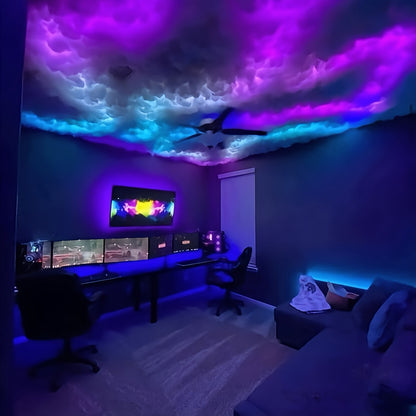 5m RGB LED Cloud Light Kit with Music Sync, Multicolor Changing Strip Lights for Gaming Room, Home Bedroom, Party - USB Powered, App Control, Non-rechargeable Button Battery Included