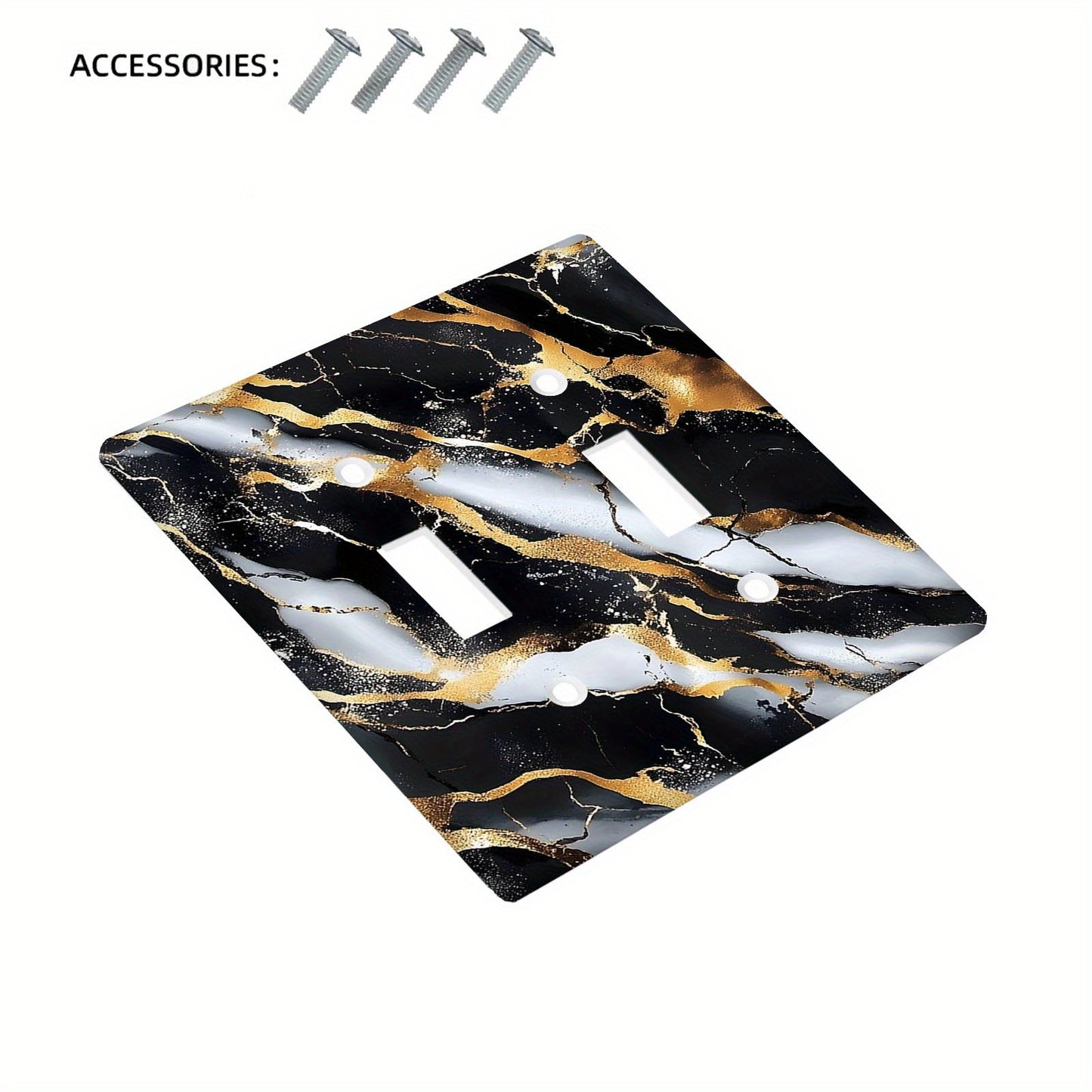 1 piece Black gold marble print light switch cover for decorative wall plates in kitchen or bedroom.