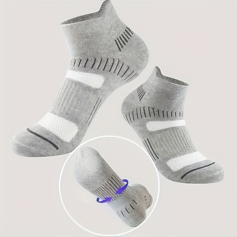 5 pairs of breathable ankle socks, striped design for men's fall wear