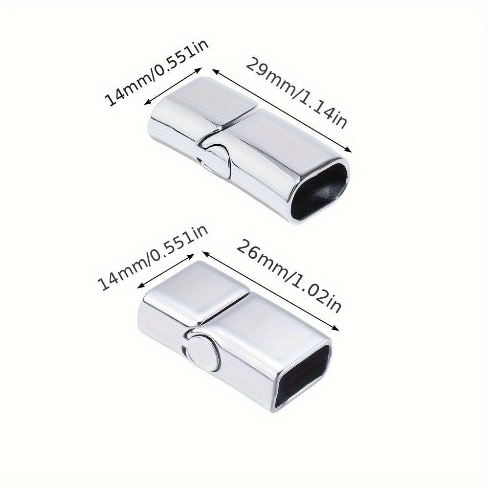 Alloy Magnetic Buckle Set with 5 Pieces, Featuring Flat Rectangular Design and Inner Holes with Rounded Corners. Ideal for Connecting Leather Rope in Handmade Jewelry Making. Perfect for Crafting Unique Accessories.