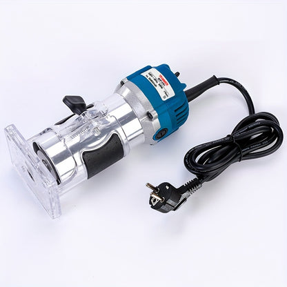 Electric Hand Trimmer Router Tool - Aluminum Alloy Woodworking Palm Router, 220-240V Power Supply, European Standard Plug, 30000 RPM, 800W for Chamfering & Hole Digging. No Battery, No