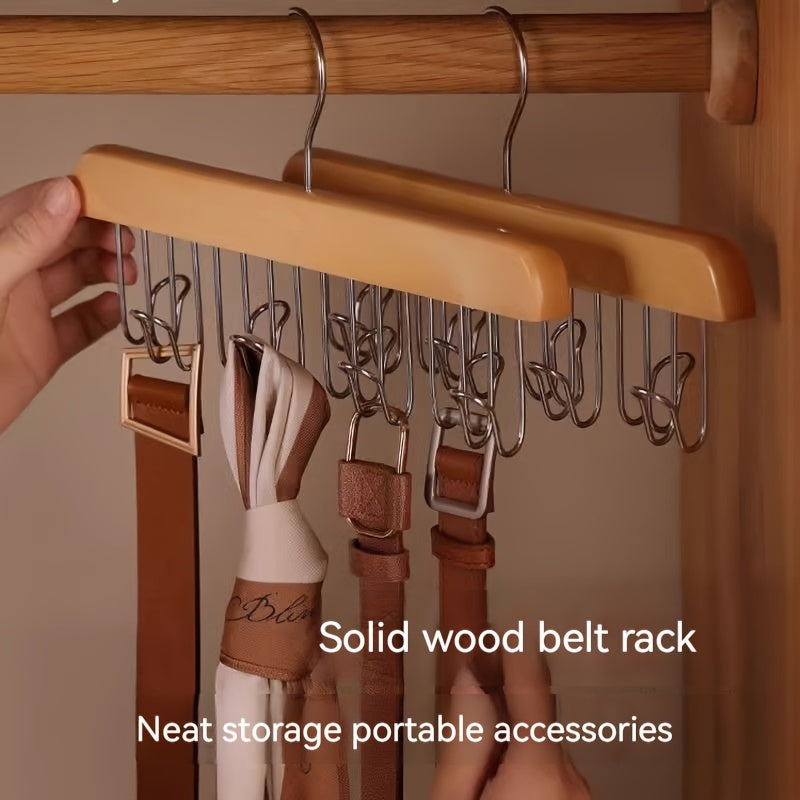 Versatile Solid Wood Underwear and Vest Hanger with Smooth Finish - Compact Sling Design for Organized Storage, Perfect for Home and Dorms, Clothing Hangers and Drying Rack in One