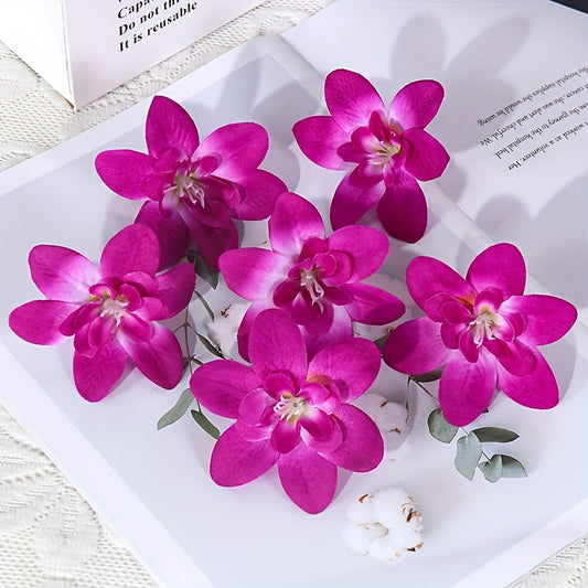 20 vibrant artificial orchid flower heads in various colors for DIY decorations, made of durable polyester without the need for batteries. Suitable for Valentine's, Halloween, Christmas, Easter, Thanksgiving, and floral decor.