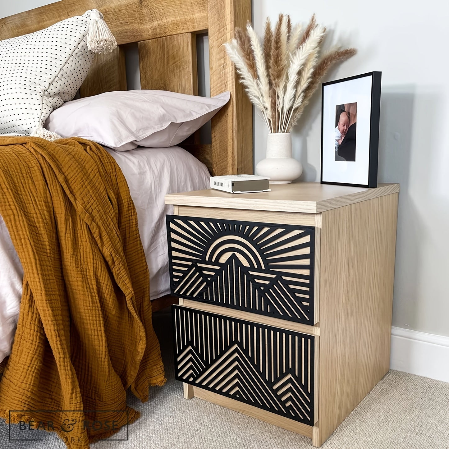 Thanksgiving Home Decor: Boho-Style Wooden Drawer Front Overlay Panels, No Electricity Needed, Feather-Free Wood Accents for Dressers and Furniture