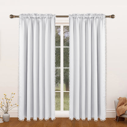 1 thermal insulated blackout curtain panel suitable for study, living room, and kitchen. This decorative curtain features a rod/pole pocket design for added privacy and energy efficiency.