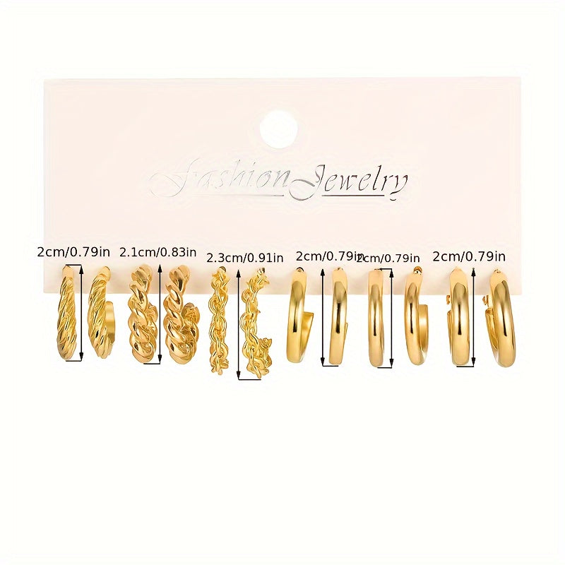 Set of delicate vintage-style hoop earrings in zinc alloy, a pretty and elegant gift for women.