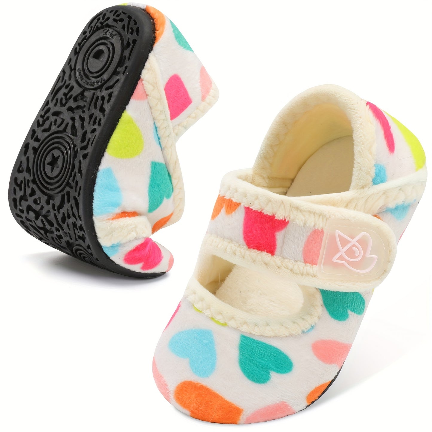 Cozy cartoon house shoes for children, warm and nonslip for indoor winter walking.